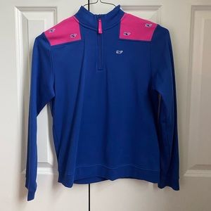 Vineyard Vines Girl’s Sweater- royal blue color, size large (14), Quarter Zip